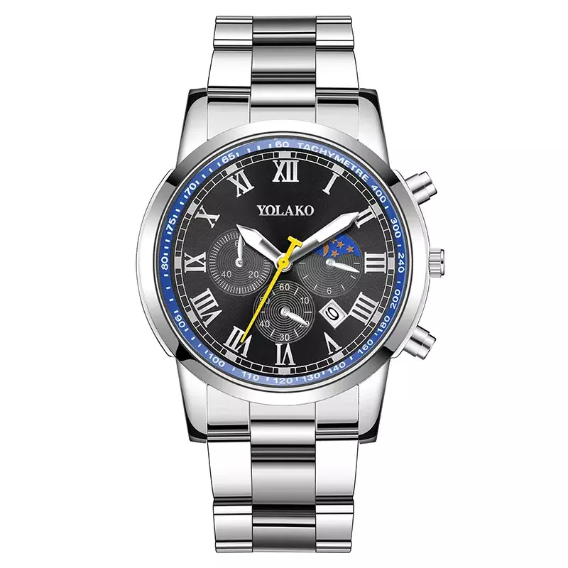 Man's Watch Explosive New Fashion Three-eye Calendar Stainless Steel Watch