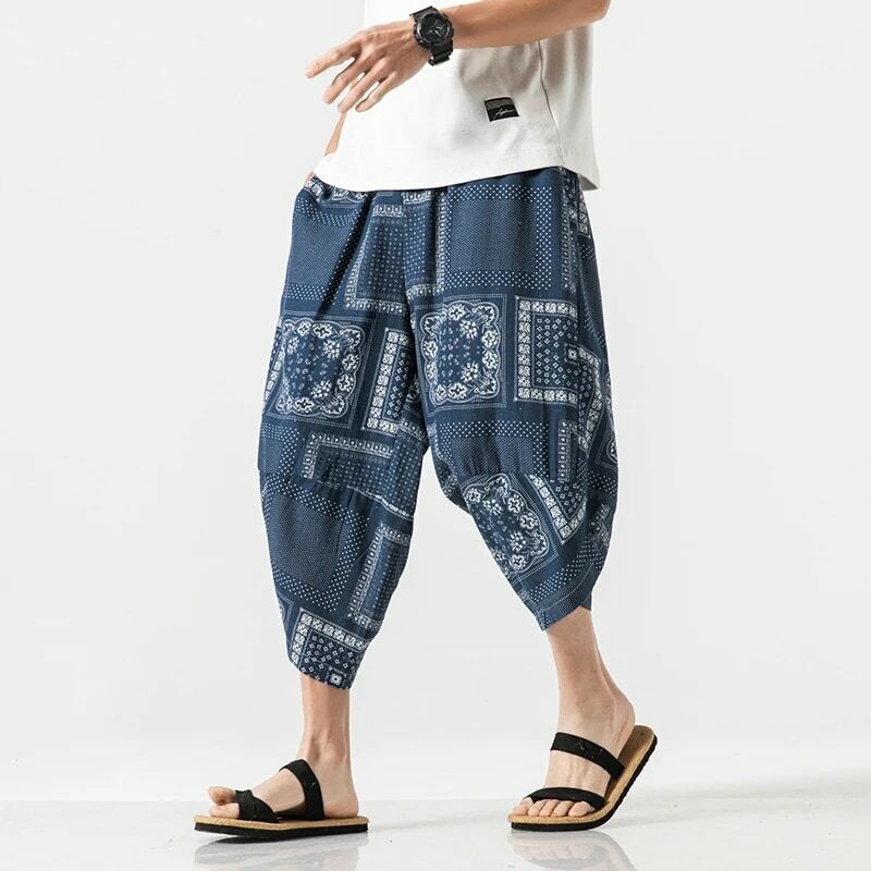 Summer Man Cross Pants Jogger Harlan Pants Male Cotton Linen Vintage Men Woman Calf-Length Pants Harajuku New Streetwear