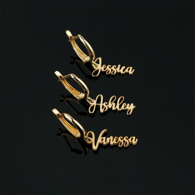 Tangula nazwa własna kolczyki dla kobiet złoty kolor ze stali nierdzewnej personalizują oświadczenie wiszące kolczyki modny urok imprezowa biżuteria