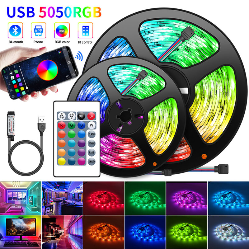 5050 5V RGB flexible light with USB LED light with Bluetooth APP control music synchronization color changing decorative light