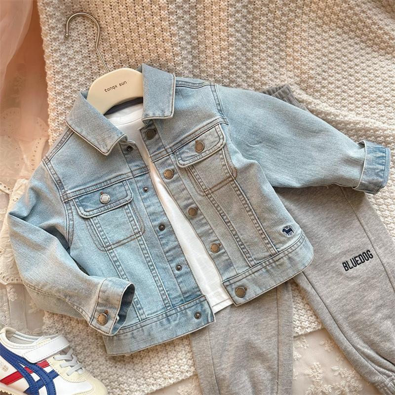 2-9Y Kids Casual Jacket Boys Solid Color Jeans Coats Fashion Girls Denim Jacket Baby Clothes Children Outerwear