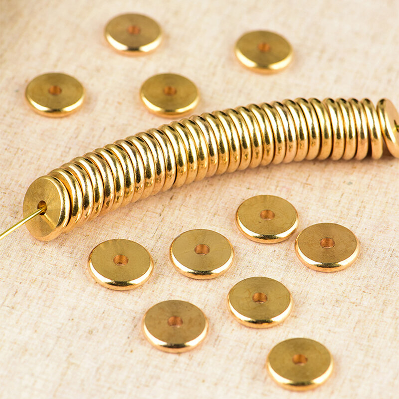 100 Stuks Metalen Messing Platte Space Kralen 3/4/5/6/7/8Mm Armbanden losse Charm Bead Voor Diy Kettingen Sieraden Maken Accessoires