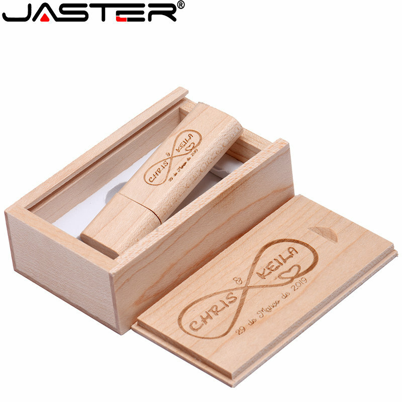 JASTER Wooden USB 2.0 Flash Drive Free custom logo Pen Drive 128GB 64GB High speed Memory stick Creative Business gift USB stick