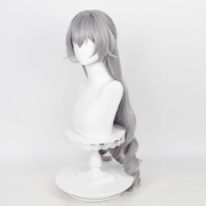 Bronya Zaychik 코스프레 가발, 애니메이션 혼카이 임팩트 3 코스프레 섬유 합성 가발, 밝은 흰색 보라색 긴 머리