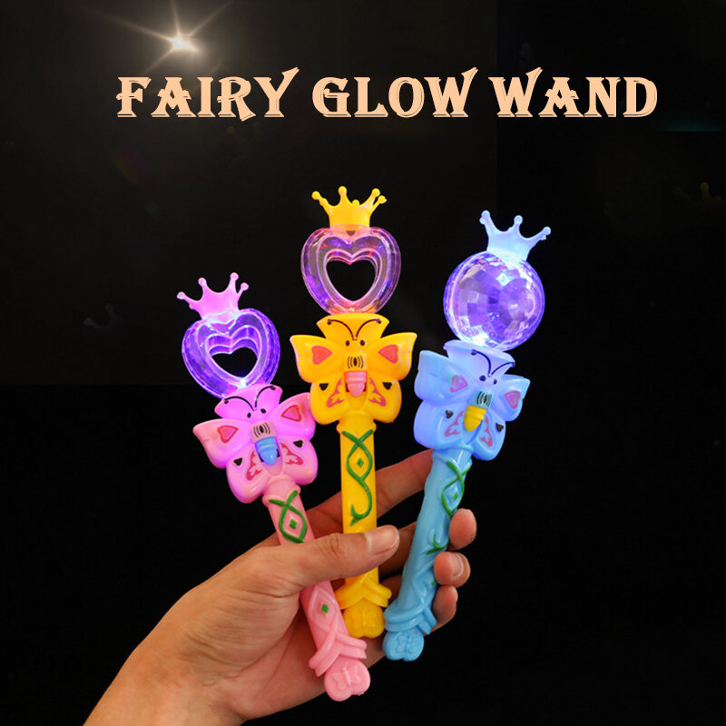 1 buah lampu Led tongkat peri anak perempuan putri lampu bersinar tongkat sihir kreatif anak perempuan putri Cosplay alat peraga pesta hadiah anak-anak