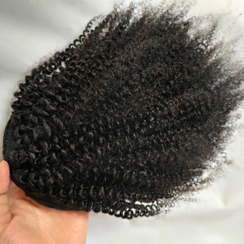 Human Hair Short Afro Kinky Curly Ponytail Hair Piece For African American Ponytail Hair Extensions For Black Women