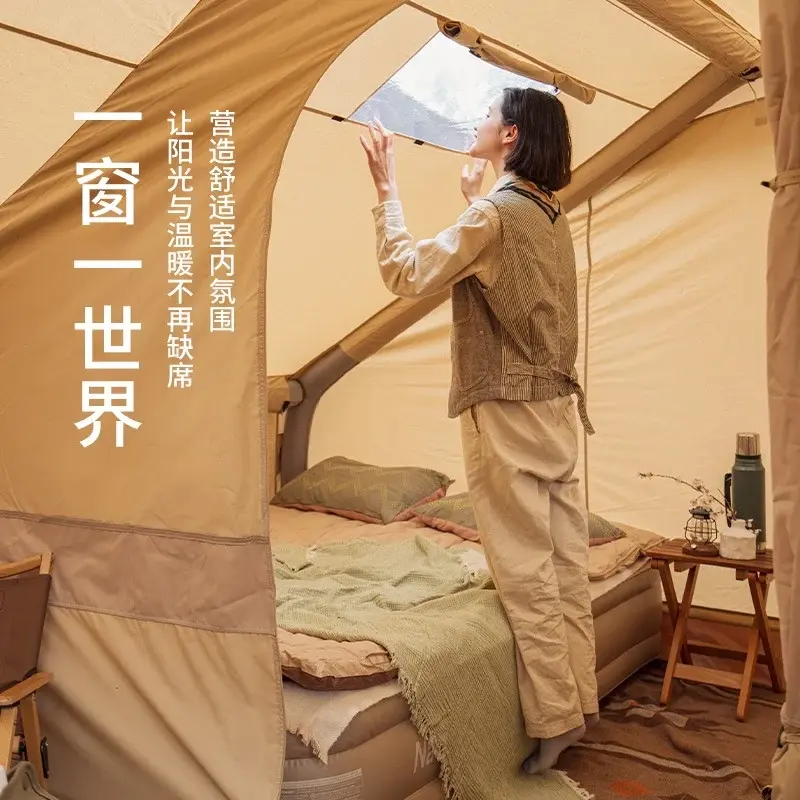Туристическая палатка Naturehike, хлопковая надувная, Модернизированная, для отдыха на открытом воздухе, большая, роскошная, для семьи, со световым дымовым потоком, 12 лет