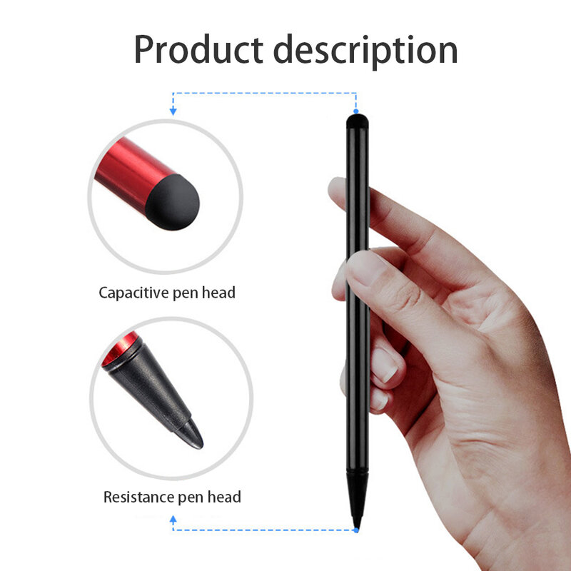 Tablet ponsel Universal Portabel 2 dalam 1, pena Stylus kapasitif untuk iPhone iPad Samsung Tablet Laptop