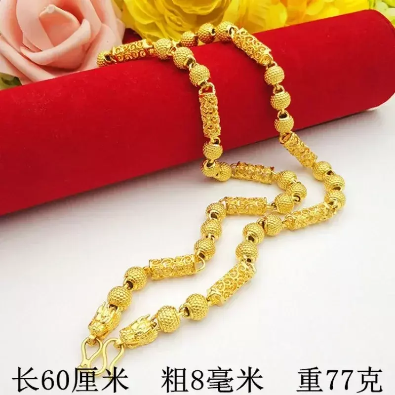 18K liontin Guan Gong pola naga pria 999 kalung emas AU750 merek Naga Guanyin Xiangyun rantai 24 Boss hadiah perhiasan rantai