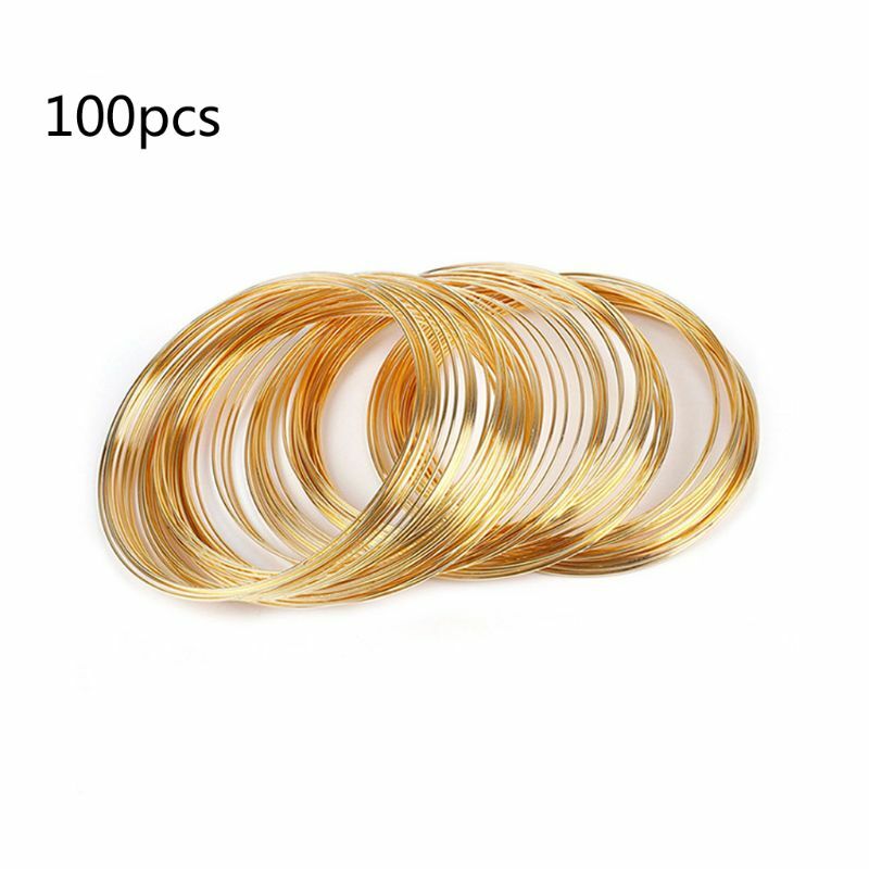 100 buah gelang gelang kawat manik-manik memori 0.6mm untuk pesona perhiasan DIY