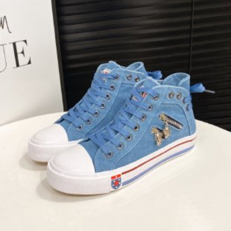 2024 Hot Selling Lace Up Casual Canvas High Top Shoes for Women's Sports Anti Slip Round Toe Shoes
