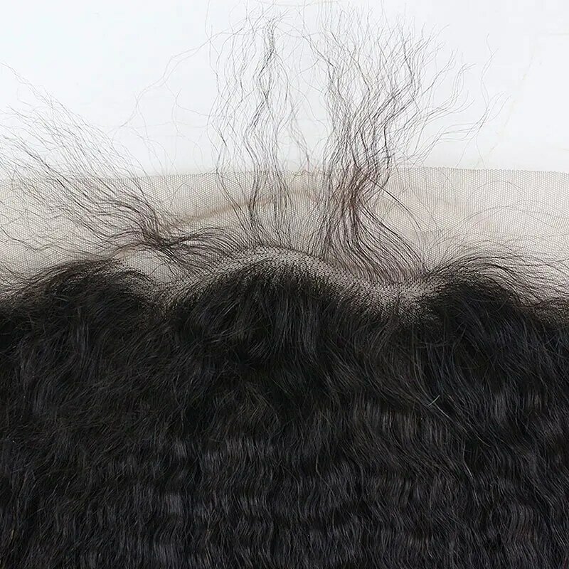 13X6 Rambut Manusia Lurus Keriting Remy Virgin Potongan Depan Renda Penuh Sebelum Dipetik Penutupan Depan Renda Telinga Ke Telinga dengan Rambut Bayi