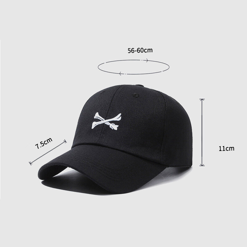 Basic Embroidered Design Cotton Baseball Cap for Unisex Casual Wear, with Adjustable Metal Buckle
