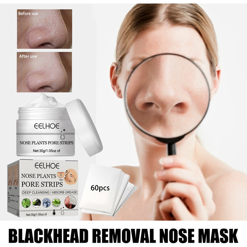 Plants Pore Strips Cream Mask Blackhead Remover Nose Black Dots Mask Acne Treatment Pore Strip Blackhead Face Cleaning