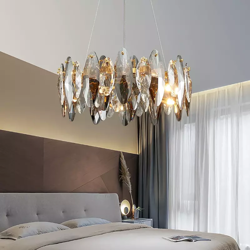 Candelabro de cristal moderno, iluminación Led de lujo para decoración del hogar, sala de estar y comedor, accesorios de iluminación