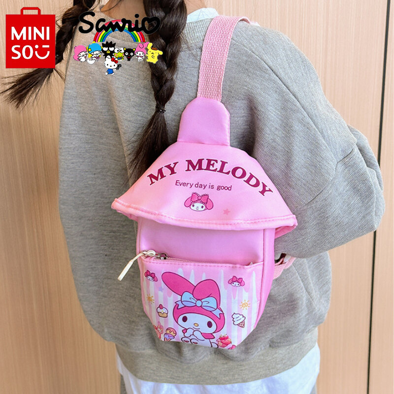 Новая детская нагрудная сумка Miniso Sanrio, модная Высококачественная поясная сумка для девочек, мультяшная спортивная женская сумка через плечо для отдыха