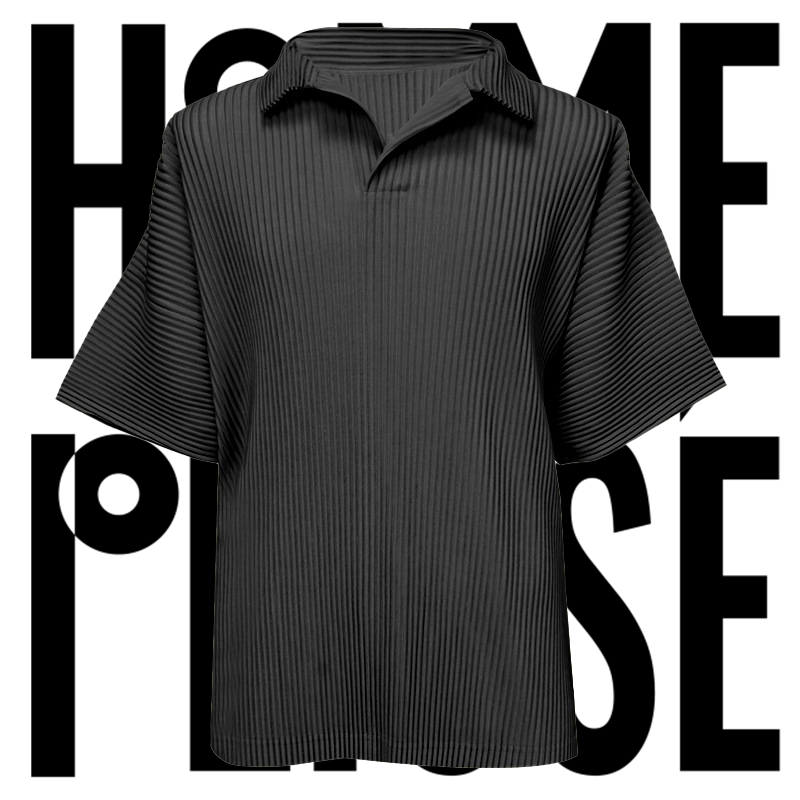 Miyake camisa polo plissada, tops de lapela de manga curta premium masculino, camiseta feminina, roupas masculinas peplum, verão, 2022