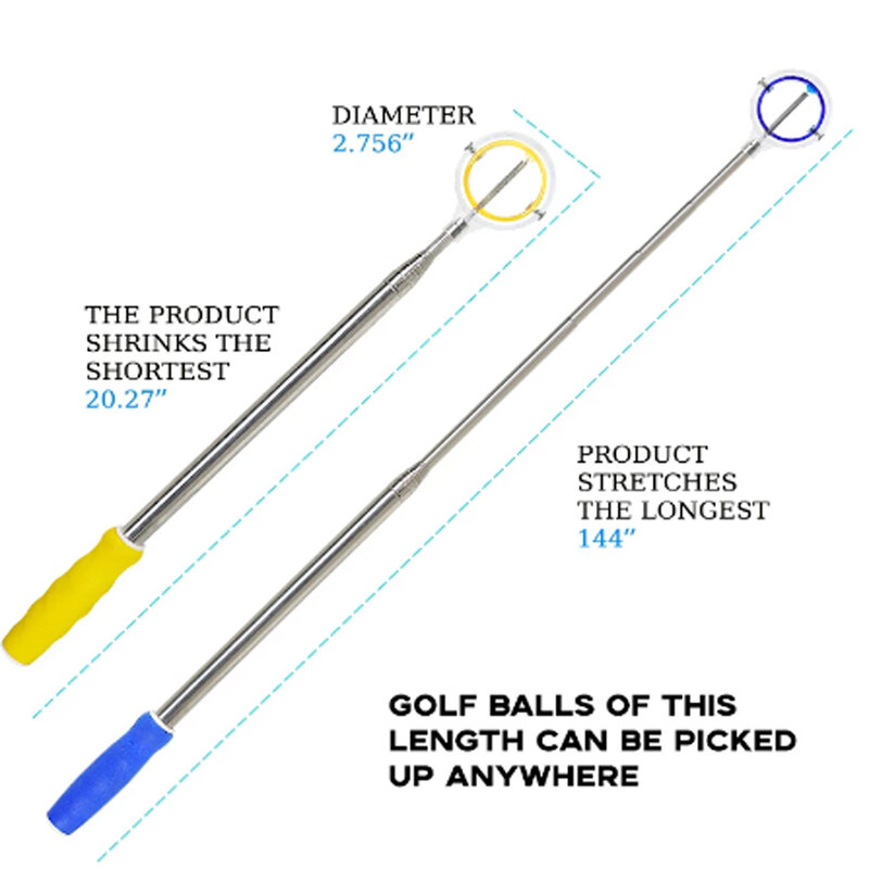9FT Draagbare Golfbal Picker Telescopische Golfbal Retriever Anti-Slide Golfbal Pick Up Gereedschap Uitschuifbare Vergrendeling Scoop picker