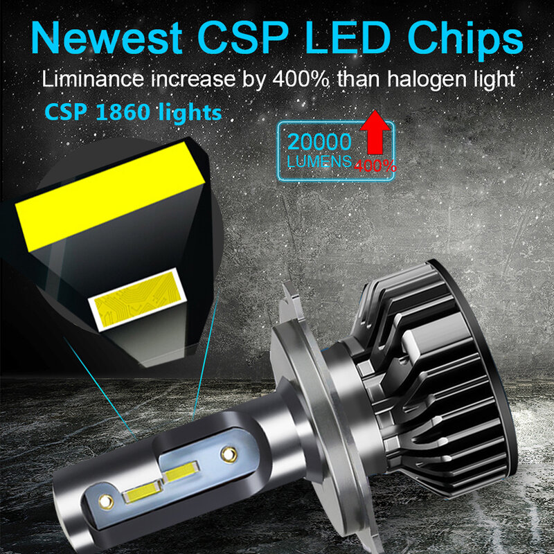 Heyword-faros delanteros LED para coche, lámpara con chip CSP 160 k/1860 k/3000k/4300k, 26000lm, 6000 W, 8000, h4, h7, h1, 9005, H7, h11