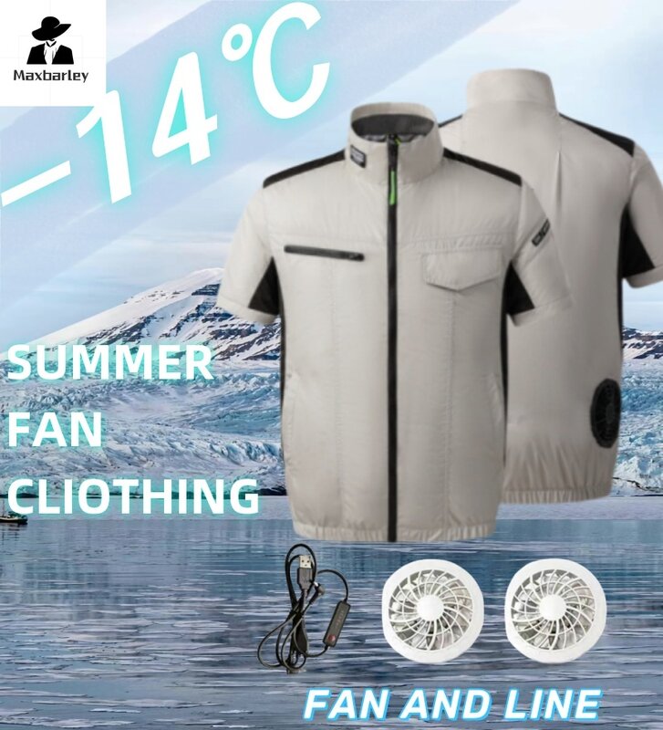 Jaqueta de verão masculina, pesca ao ar livre, casaco de refrigeração tática, colete de engenharia de construção, terno de ar condicionado