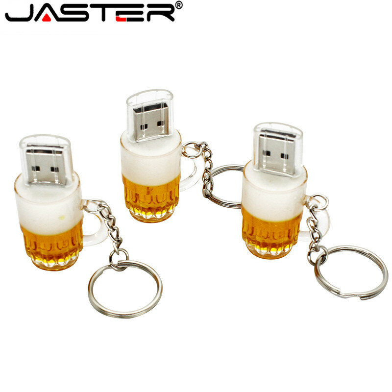 JASTER-mini usb pen drive, pendrive de 4gb, 16gb, 32gb y 64gb, con dibujos animados de cerveza, capacidad 100% real