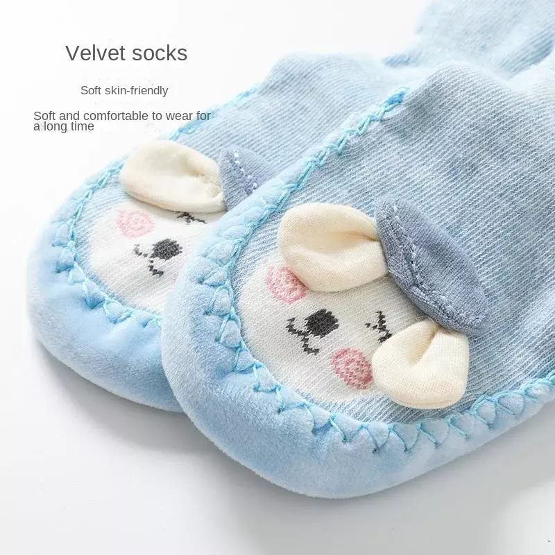 Nuovo stile calzini addensati neonata che cammina neonati caldi antiscivolo scarpe resistenti all'usura Lnfants con suole morbide regalo per la casa