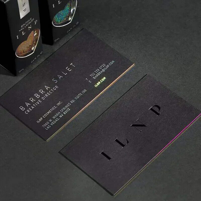 Kustom buat nama sendiri kartu bisnis cetak UV timbul kertas hitam