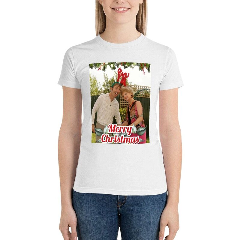 Merry Christmas Kath and Kel T-Shirt Top Women Summer Women's clothing workout t shirts for Women