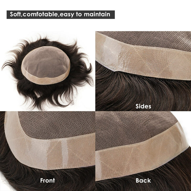 Men Toupee Man Wig Fine Mono Durable Men's Capillary Prothesis Natural Hairpiece Prosthetic Hair Male Wig Human Hair System Unit