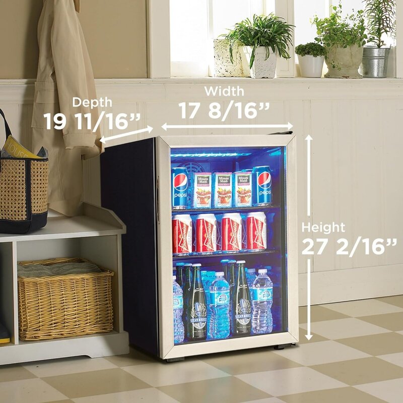Can Beverage Center, 2.6 Cu.Ft Refrigerator for Basement, Dining, Living Room, Drink Cooler Perfect for Beer, Pop, Water,