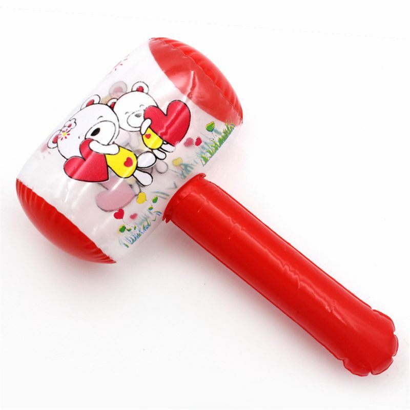 Martillo inflable para golpear, juguete para cuna infantil, cumpleaños, campana con sonido incorporado, anillo para