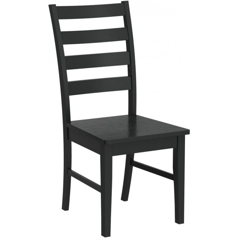 Walker Edison-sillas de comedor sin brazos de madera de granja moderna, Juego de 2, negro