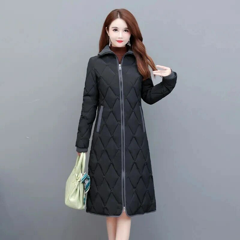 Down Cotton Jacket Women 2023 Autumn Winter New Fashion All-match Thick Padded Coat Female Large Size Long Warm Parkas