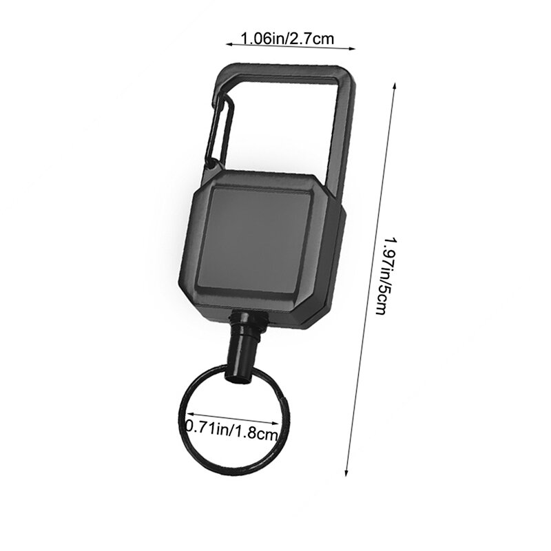 1Pc Steel Wire Rope High Resilience Retractable Key Chain Outdoor Carabiner D-type Anti Lost Easy To Pull Buckle Keyring