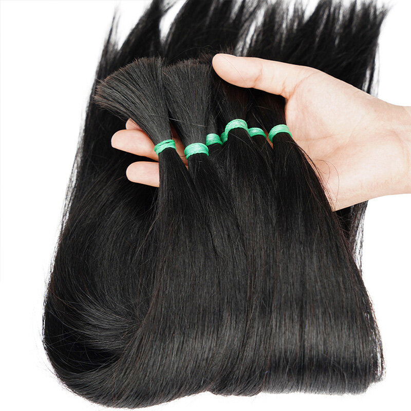 Прямые объемные человеческие волосы для плетения, бразильские, 50 г в упаковке, без уточек, 100% необработанные человеческие волосы, Remy, объемные волосы