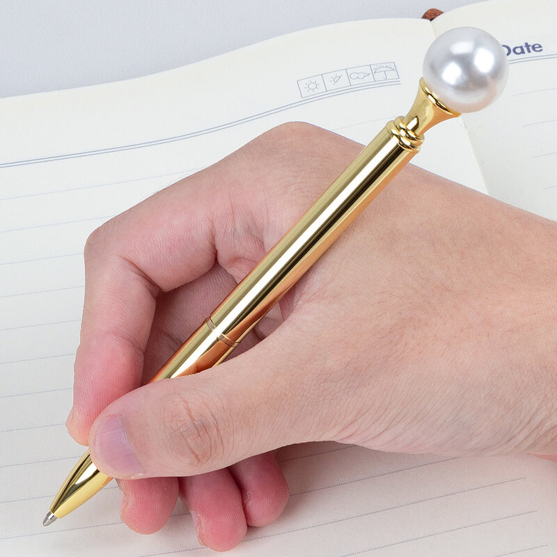 10Pcs Pearl Pen Ballpoint Pens Student School Office Writing Pen Metal Gift Pens