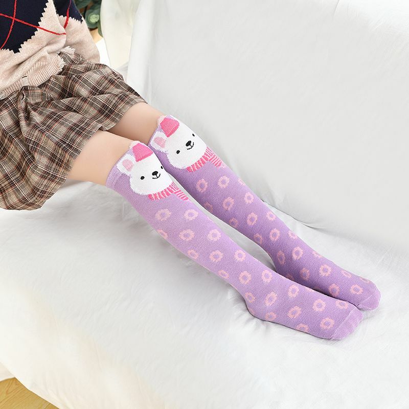 2 Paar/neue Herbst Kinder strümpfe Mädchen 3-12 Jahre alte gerade Socken klemmen durch kniehohe Baumwoll strümpfe