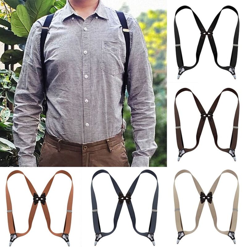 X Shape Men's Suspenders Braces Adjustable Elastic Braces Braces Suspenders 3.5cm Wide 2 Clips Trouser Straps Belt