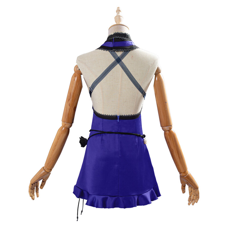 Final Fantasy VII Remover Tifa Lockhart Kostum Cosplay Wanita Dewasa Pesta Gaun Biru Pakaian Karnaval Halloween Setelan