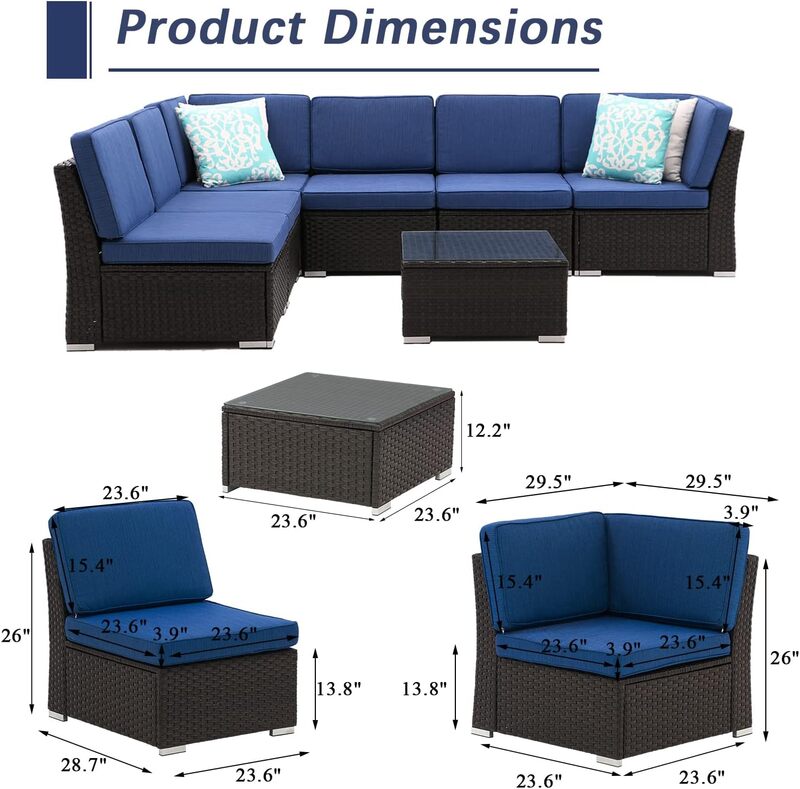 Set di divani da Patio 7/8 pezzi con tavolino da caffè Set di conversazione per Patio divano componibile per esterni Set di mobili da esterno in Rattan PE