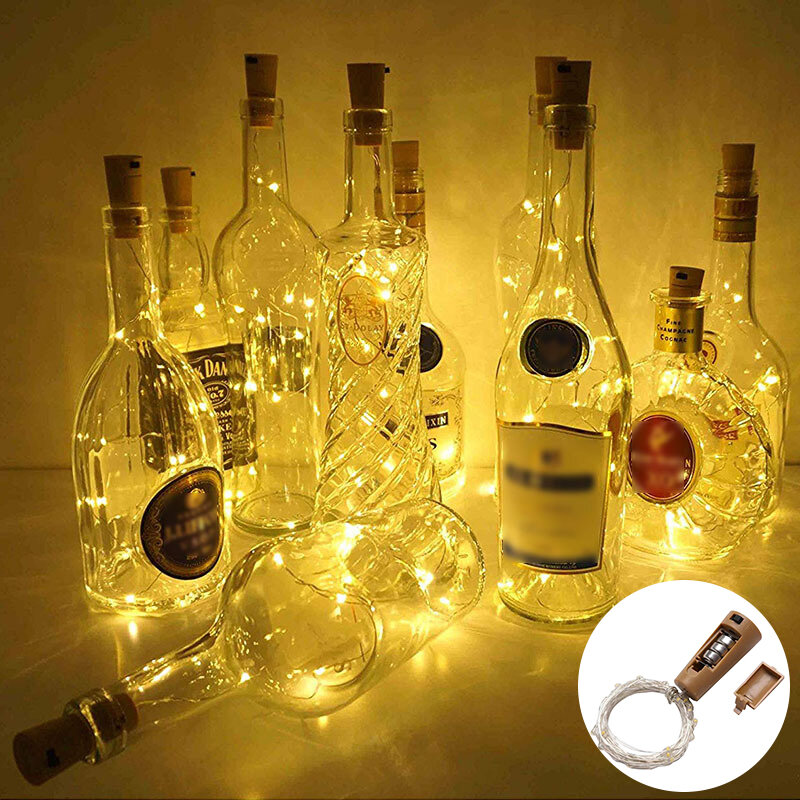 1/3/5/10 Buah LED Lampu Tali Tembaga Perak Kawat Peri Cahaya Garland Botol Stopper untuk Kaca Kerajinan Pernikahan Dekorasi Natal