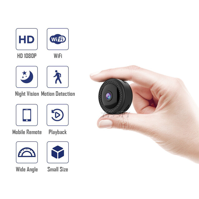 Миниатюрная Wi-Fi камера для умного дома, видеокамера с защитой, IP-камера с дистанционным управлением, ночным видением, датчиком движения, магнитным корпусом, микро-камера