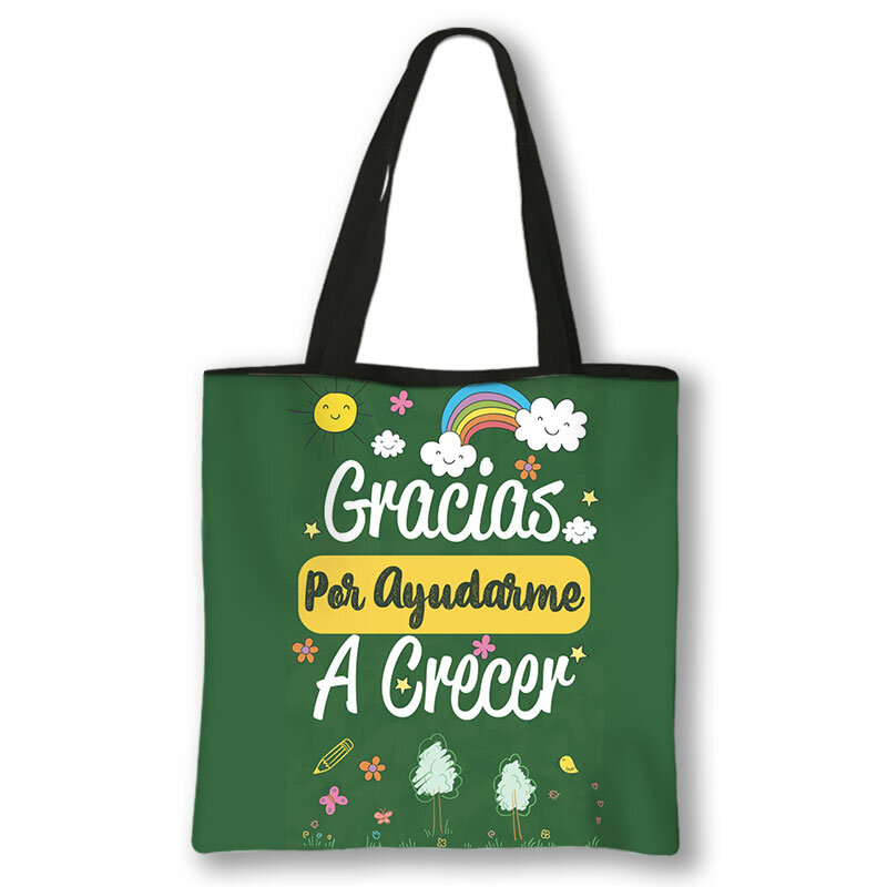 Gracias Maestra / Merci Maitresse Shoulder Bag Woman Tote Bags Thank You Teacher Handbag Fashion Eco Reusable Shopping Bags Gift