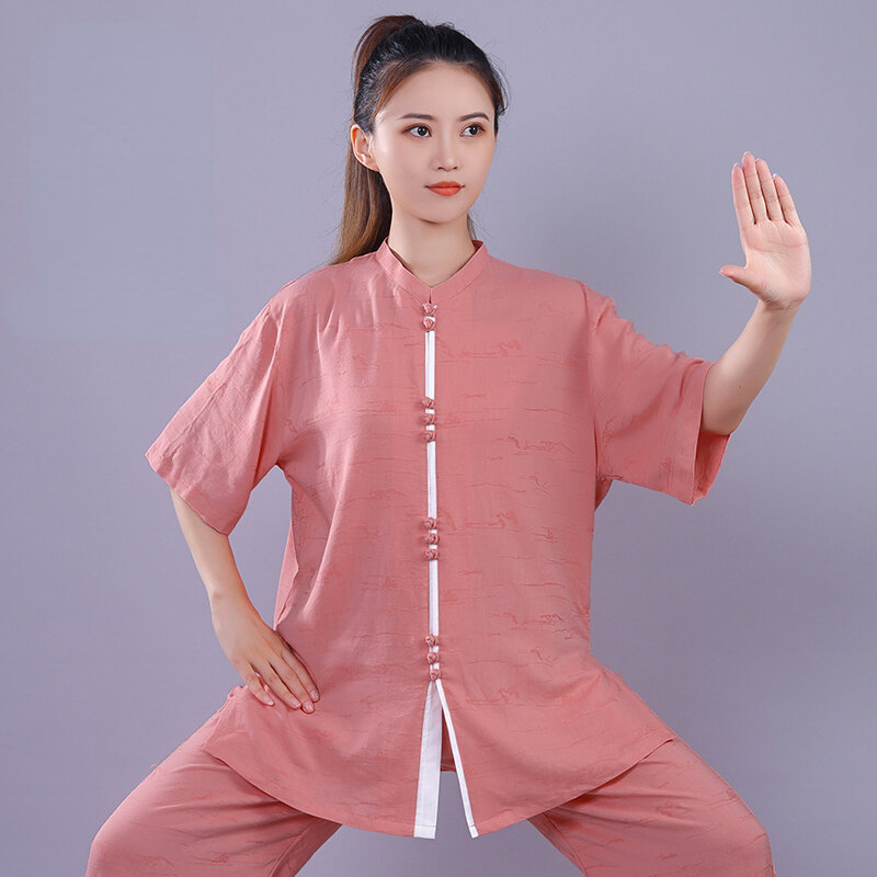 Traditionele Chinese Kungfu-Uniform Ademende Katoenen Linnen Vechtsportkleding Voor Volwassen Vechtsporten Wingchun-Pak