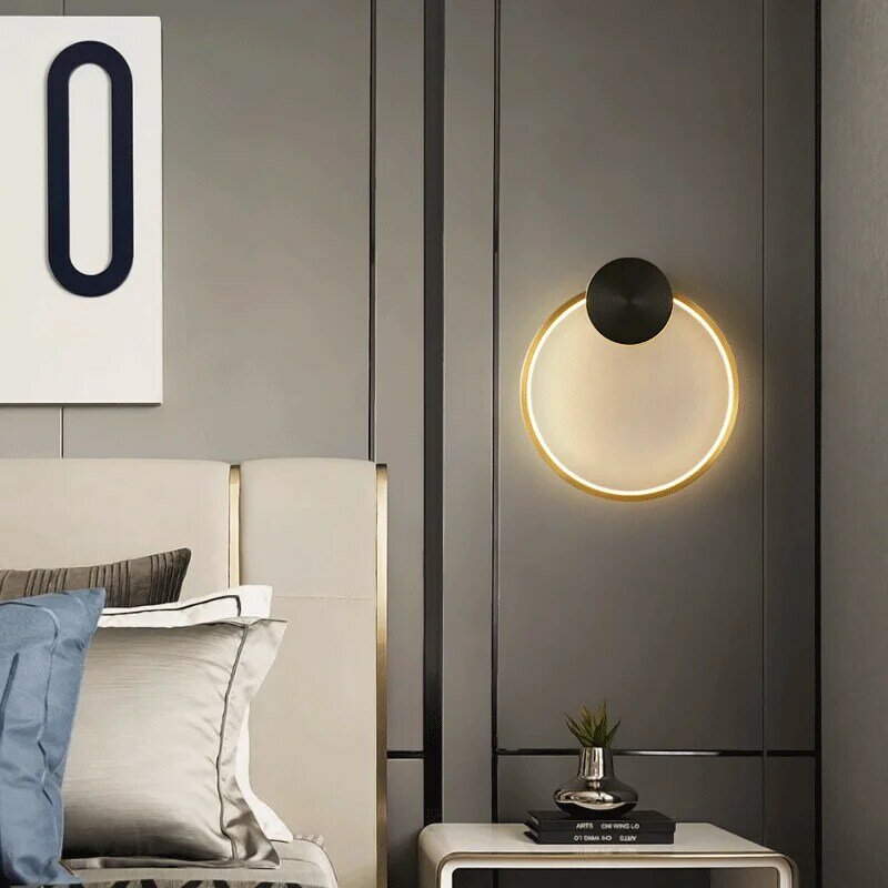 Applique da parete in rame soggiorno divano atmosfera luce creativa lusso rotondo camera da letto comodino scala sfondo applique Decorative