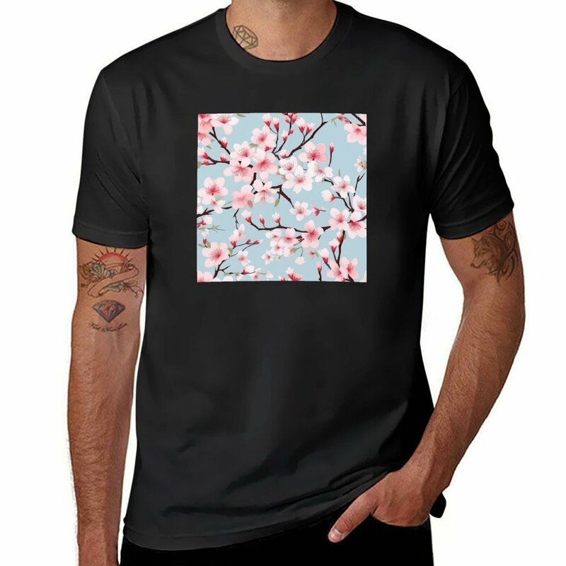 Camiseta de flores de cerezo para hombre, ropa estética de secado rápido