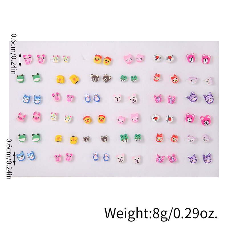 36 paia/lotto Multi-stile colorato cartone animato frutta animale orecchini geometrici Set per le donne ragazze carino bambini orecchio gioielli regali