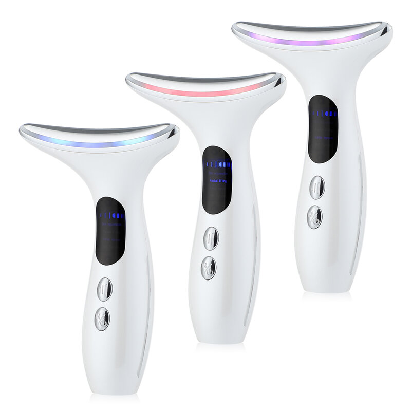 EMS Microcurrent Face Neck Beauty Device LED Photon Firming Rejuvenation Anti Wrinkle Thin Double Chin Skin Care Facial Massager
