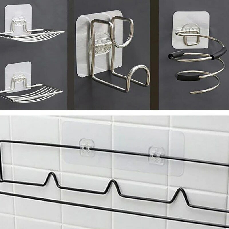 5Pcs Seamless Adhesive Hooks Transparent Acrylic Door Rear Hook Toilet Storage Rack Sticky Hooks
