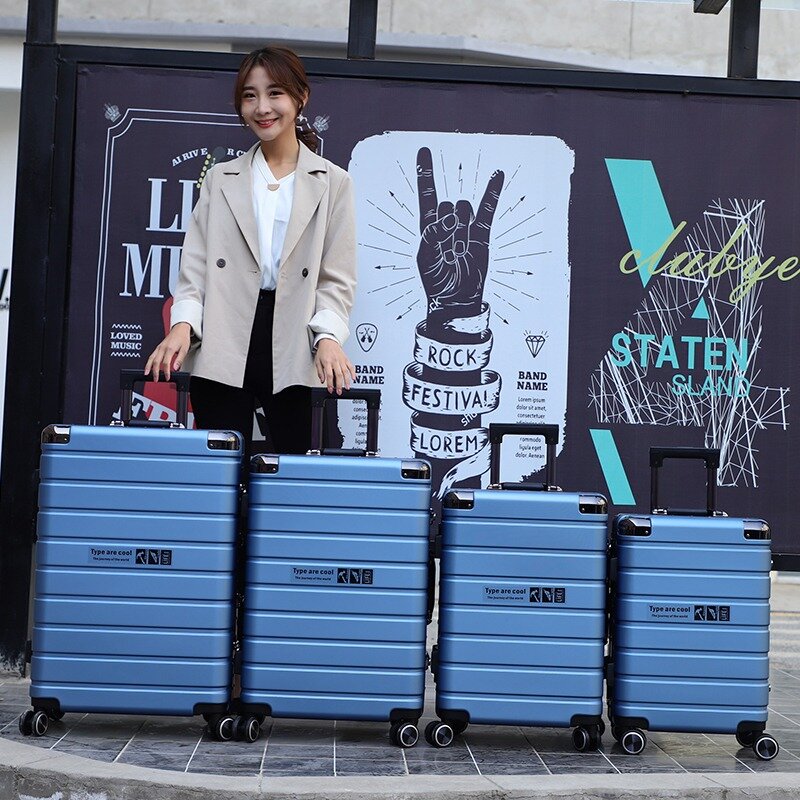 Aluminum Frame Rolling Luggage Neutral Both Men Women Travel Suitcase Universal Wheel Password Boarding Suitcase